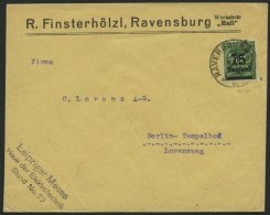 Dt. Reich 287b BRIEF, 1923, 75 Tsd. Auf 400 M. Schwarzolivgrün, Einzelfrankatur Auf Prachtbrief, Gepr. Peschl - Gebraucht