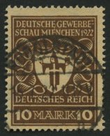 Dt. Reich 203b O, 1922, 10 M. Lilabraun Gewerbeschau, üblich Gezähnt Pracht, Gepr. Infla, Mi. 120.- - Other & Unclassified