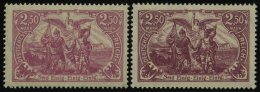 Dt. Reich 115a,d **, 1920, 2.50 M. Rosalila Und Dunkelpurpur, 2 Prachtwerte, Gepr. Infla, Mi. 65.- - Used Stamps