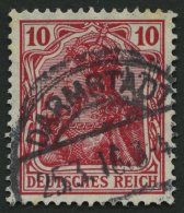 Dt. Reich 86IIe O, 1915, 10 Pf. Lilarot Kriegsdruck, Stempel DARMSTADT, Pracht, RR!, Fotoattest Jäschke-L., Mi. 300 - Other & Unclassified