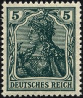 Dt. Reich 85IIe **, 1918, 5 Pf. Schwarzopalgrün Kriegsdruck, Pracht, Gepr. Jäschke-L., Mi. 400.- - Used Stamps