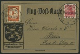 Dt. Reich I PFII BRIEF, 1912, 10 Pf. Flp. Am Rhein Und Main Mit Plattenfehler Farbpunkt Oben Rechts Im O In Luftpost (Fe - Other & Unclassified