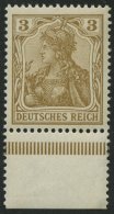 Dt. Reich 69b **, 1904, 3 Pf. Braunocker,ohne Wz., Postfrisch, Unterrandstück, Pracht, Fotoattest Jäschke-L., - Autres & Non Classés