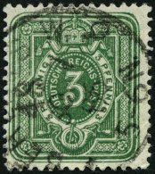 Dt. Reich 39aa O, 1884, 3 Pf. Dunkelgrün, Eckbug Sonst Pracht, Gepr. Zenker, Mi. 100.- - Oblitérés