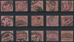 Dt. Reich 37f O, 1899, 2 M. Lilakarmin, 15 Werte Feinst (meist Kleine Zahnunebenheiten), Alle Geprüft Wiegand, Mi. - Used Stamps