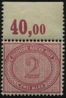 Dt. Reich 37f **, 1899, 2 M. Lilakarmin, Postfrisch Mit Oberrand (dort Falzrest), Kabinett, Fotobefund Jäschke-L., - Autres & Non Classés