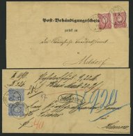 Dt. Reich 33/4a Paar BRIEF, 1876/7, 10 Pfe. Karmin Im Waagerechten Paar Auf Post-Behändigungsschein Und 20 Pfe. Ult - Autres & Non Classés