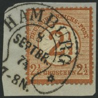 Dt. Reich 29 BrfStk, 1874, 21/2 Auf 21/2 Gr. Braunorange, Hufeisenstempel HAMBURG (Spalink 17-9), Prachtbriefstück, - Used Stamps