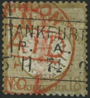 Dt. Reich 28 O, 1872, 18 Kr. Schwärzlichocker, R3 FRANKFURT Und Roter Londoner Paid-Stempel, Stark Repariert - Sehr - Used Stamps
