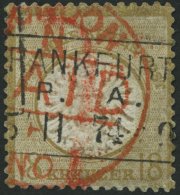 Dt. Reich 28 O, 1872, 18 Kr. Schwärzlichocker, R3 FRANKFURT Und Roter Londoner Paid-Stempel, Stark Repariert - Sehr - Oblitérés