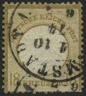 Dt. Reich 28 O, 1872, 18 Kr. Schwärzlichocker, Fotobefund Sommer: Farbfrische Marke, Erkennbar Geprägt, Mit Za - Used Stamps