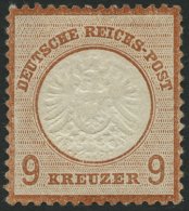 Dt. Reich 27a *, 1872, 9 Kr. Rötlichbraun, Größerer Falzrest, Farbfrisch, Pracht, Mi. 600.- - Gebraucht