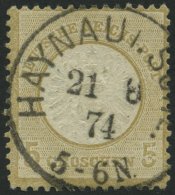 Dt. Reich 22I O, 1872, 5 Gr. Schwärzlichocker Mit Plattenfehler Heller Kreisförmiger Fleck Im Bogen Der Rechte - Used Stamps