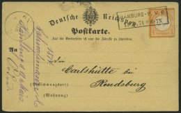 Dt. Reich 18 BRIEF, 1874, 1/2 Gr. Orange Auf Postkarte Mit R2 HAMBURG-P.V.6, Nach Rendsburg, Feinst - Gebraucht