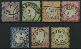 Dt. Reich 16-22 O, 1872, 1/4 - 5 Gr. Große Brustschilde, 7 Prachtwerte, Mi. 319.- - Gebraucht