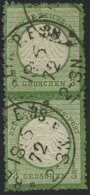 Dt. Reich 2b Paar O, 1872, 1/3 Gr. Dunkelsmaragdgrün Im Senkrechten Paar, Rauhe Zähnung, K1 BERLIN P.E. 38, Pr - Used Stamps