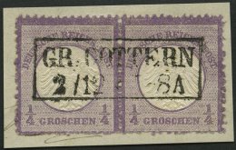 Dt. Reich 1 Paar BrfStk, 1872, 1/4 Gr. Grauviolett Im Waagerechten Paar, Rauhe Zähnung, Unten Nicht Ganz Perfekt, Z - Used Stamps