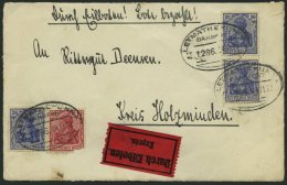 BAHNPOST Letmathen-Unna (Zug 1286) Auf Eilbrief-Vorderseite Mit 10 Und 3x 20 Pf. Germania Von 1919, Feinst - Maschinenstempel (EMA)