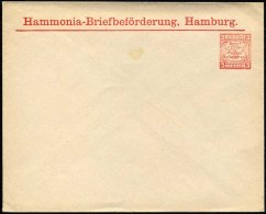 HAMBURG E U 7 BRIEF, HAMMONIA II: 1890, Umschlag 3 Pf. Rot, Mit WZ-Streifung, Ungebraucht, Pracht - Postes Privées & Locales