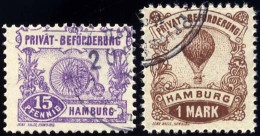 HAMBURG E 15/6A O, HAMMONIA II: 1888, 15 Pf. Und 1 M. Verkehrsmittel, Gezähnt 111/2, 2 Prachtwerte, Mi. 45.- - Postes Privées & Locales