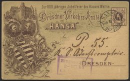 DRESDEN C P 22I BRIEF, HANSA: 1889, 2 Pf. 800-Jahr-Feier, Mit Untergrund Und An, Mit Datumbrückenstempel HANSA DRES - Privatpost