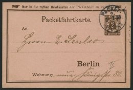 BERLIN B P BRIEF, PACKETFAHRT GESELLSCHAFT: 1894, 2 Pf. Braun Ganzsachen-Bedarfskarte, Karton Rosa, Pracht - Other & Unclassified