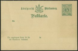 WÜRTTEMBERG P 33 BRIEF, 1890, 5/5 Pf., Rechteckiger Rahmen, Inlandskarte In Geänderter Schrift, Ohne Strich Un - Other & Unclassified