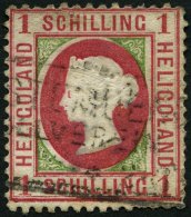 HELGOLAND 7a O, 1871, 1 S. Karmin/gelblichgrün, R3 GEESTEMÜNDE ZOLLVEREIN, Riss Oben Und Diverse Mängel, - Helgoland