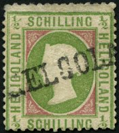 HELGOLAND 6e O, 1872, 1/2 S. Hellolivgrün/karmin, L1, Kleine Mängel, Feinst, Gepr. C. Brettl, Mi. 200.- - Heligoland