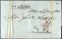 HAMBURG - GRENZÜBERGANGSSTEMPEL 1842, T 11 NOV, In Rot Auf Brief Von Leipzig (R2) Nach London, Handschriftlich Per - Prephilately