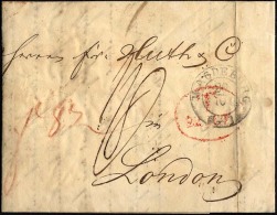 HAMBURG - GRENZÜBERGANGSSTEMPEL 1841, T 22 OCT, In Rot Auf Brief Von Magdeburg (K2) Nach London, Rückseitig So - Préphilatélie