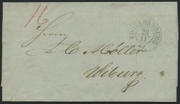 HAMBURG 1851, K.D.O.P.A. HAMBURG, K2 In Blau Auf Brief Nach Wiburg, Feinst - Préphilatélie