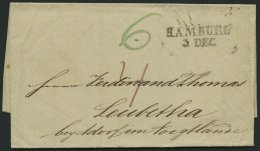 HAMBURG-VORPHILA 1836, HAMBURG, L2 Auf Brief Nach Leubetha Bey Adorf Im Voigtland Mit Rotem Und Grünem Tax-Vermerk, - Prephilately