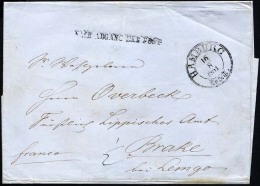 HAMBURG - THURN UND TAXISCHES O.P.A. 1851, HAMBURG Th.& T., K3 Auf Brief Mit L1 NACH ABGANG DER POST Nach Brake, R&u - Prephilately