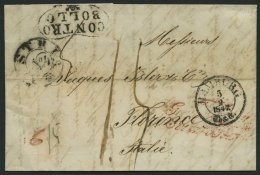 HAMBURG - THURN UND TAXISCHES O.P.A. 1847, HAMBURG Th.& T., K3 Auf Brief Nach Florenz, Durchgansstemel K2 AUSTRIA Nr - Prephilately