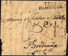 HAMBURG - THURN UND TAXISCHES O.P.A. 1833, TT.R.4. HAMBOURG, L2 Auf Brief Nach Bordeaux, Roter Segmentstempel ALLEMAGNE - Préphilatélie