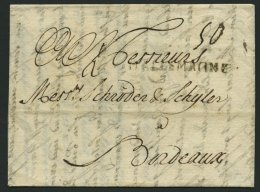 HAMBURG VORPHILA 1743, DALLEMAGNE, L1 In Schwarz Auf Brief Von Hamburg Nach Bordeaux, Feinst - Préphilatélie