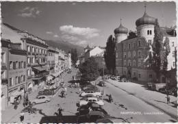 AK -LIENZ - Hauptplatz Mit Automobilen Und Hotel Traube Und Geschäft Julius Meinl 50er - Lienz