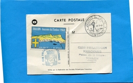 Carte Illustrée "Journée Du Timbre1960 TOULON" Tlmbre+Vignette  Et Cachet Au Dos - Esposizioni Filateliche