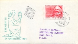 Hungary 1964 FDC Centenary Of Foundation Of International Working Men's Association By Karl Marx - Karl Marx