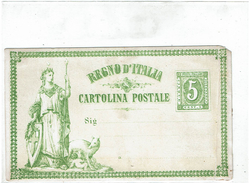 LBR38 - ITALIE REGNE VEII - CARTE POSTALE D'EMISSION PRIVEE NON ADOPTEE - 5c VERT RARE COTE EUR 400.00 - Interi Postali