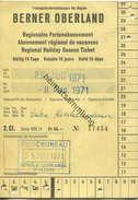 Schweiz - Berner Oberland - Regionales Ferienabonnement 1971 - Fahrkarte Fr. 54.- - Europe