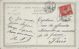 Poste Maritime CAD LIGNE N PAQ FR N°6 Du 11.11.1909 Sur 10c Semeuse En Provenance D'Egypte . .. G - Posta Marittima