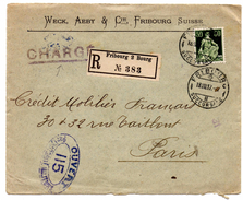 Lettre Recommandée Chargée De Fribourg Succursale (18.08.1917) Pour Paris_censure 115 - Covers & Documents
