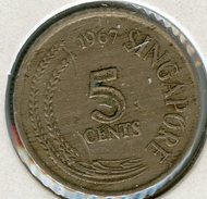 Singapour Singapore 5 Cents 1967 KM 2 - Singapour