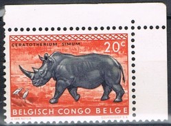 Sello 20 C. CONGO BELGA, Rinoceronte, Ceratotherium, Scott Num 307 * - Nuevos