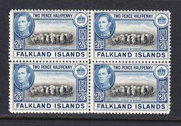 Falkland Islands 1938-50 Mint No Hinge, Black & Bright Blue, Block, Sc# SG 151 - Falklandinseln