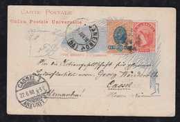 Brazil Brasil 1898 Uprated Stationery Card RIO NEGRO To KASSEL Germany - Covers & Documents