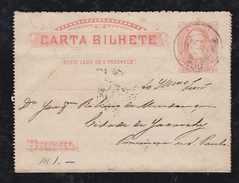 Brazil Brasil 1889 CB 18 80R Stationery Letter Card To JACAREHY Used 23.02.89 - Entiers Postaux