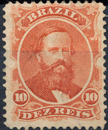 Stamp Brazil 1866  Scott #53 10 Reis Lot#55 - Unused Stamps